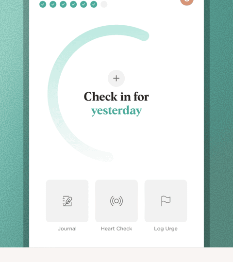 The Relay app daily check-in screen prompting the member to check in for yesterday
