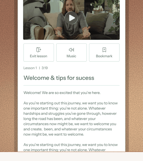 The Relay app showing a therapist-designed lesson with welcome and tips for success