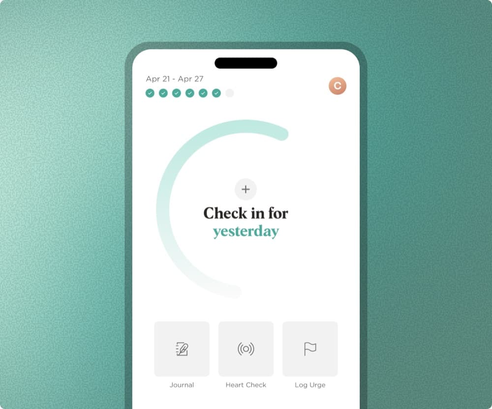The Relay app showing a daily “Check in for yesterday” screen