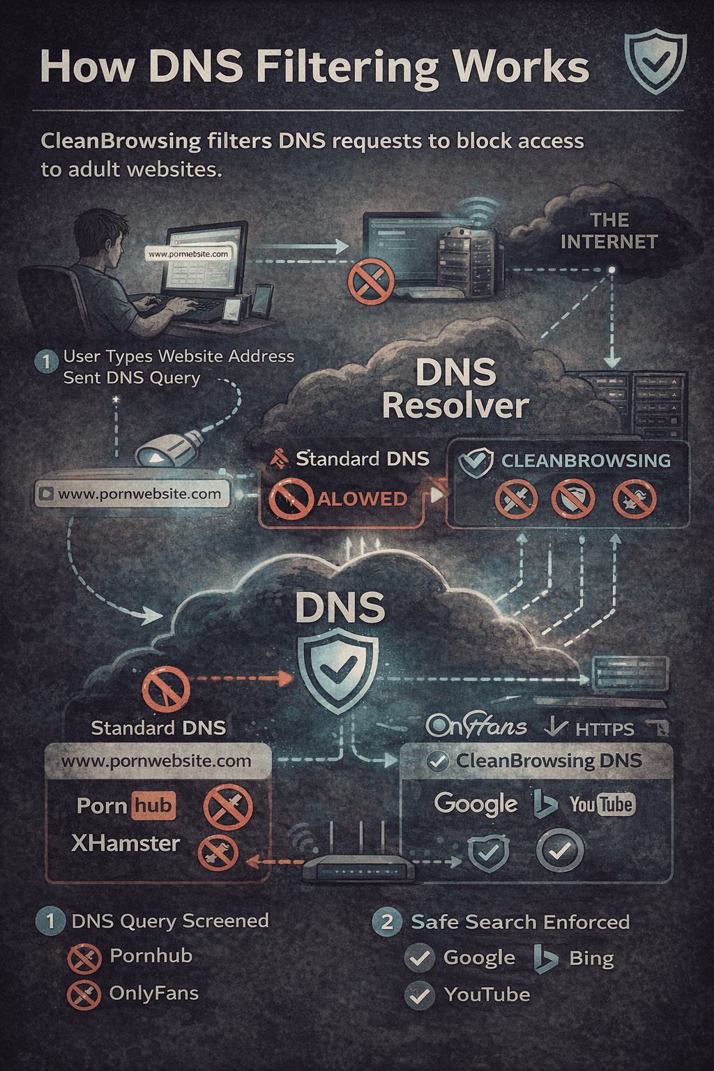 How DNS filtering works to block porn sites