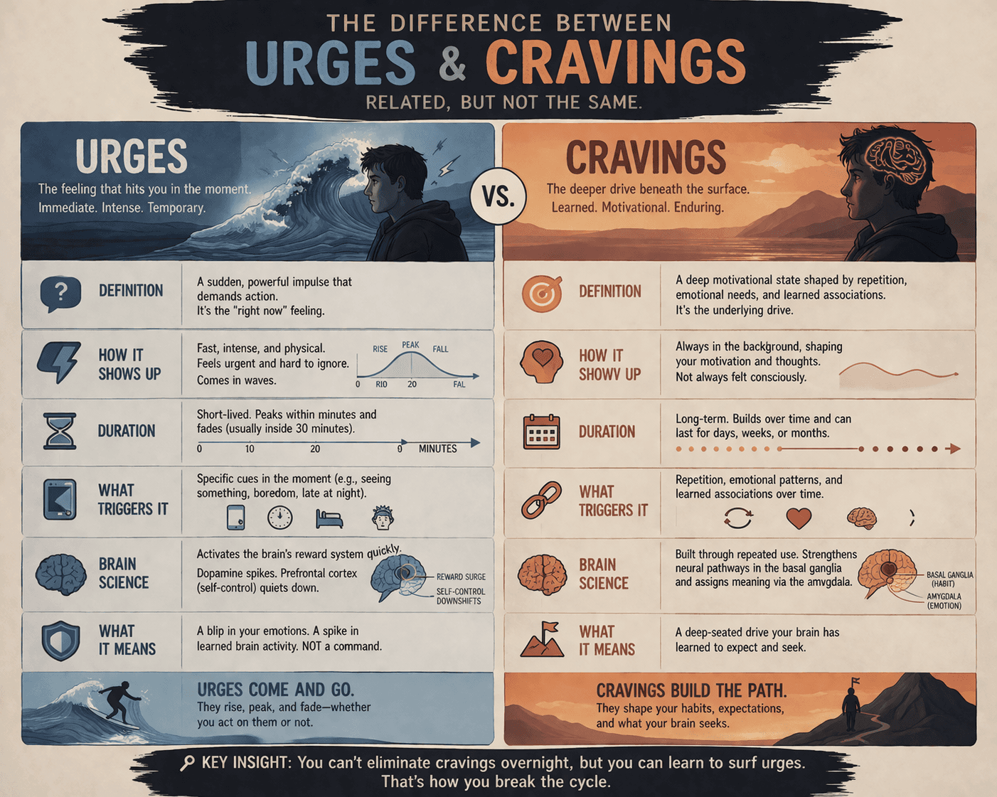 The difference between urges and cravings for porn